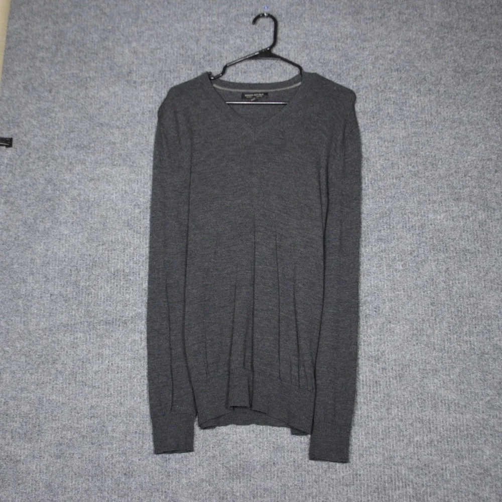 Banana Republic Men‎ Extra Fine Merino Wool V Neck Sweater Dark Gray Size L